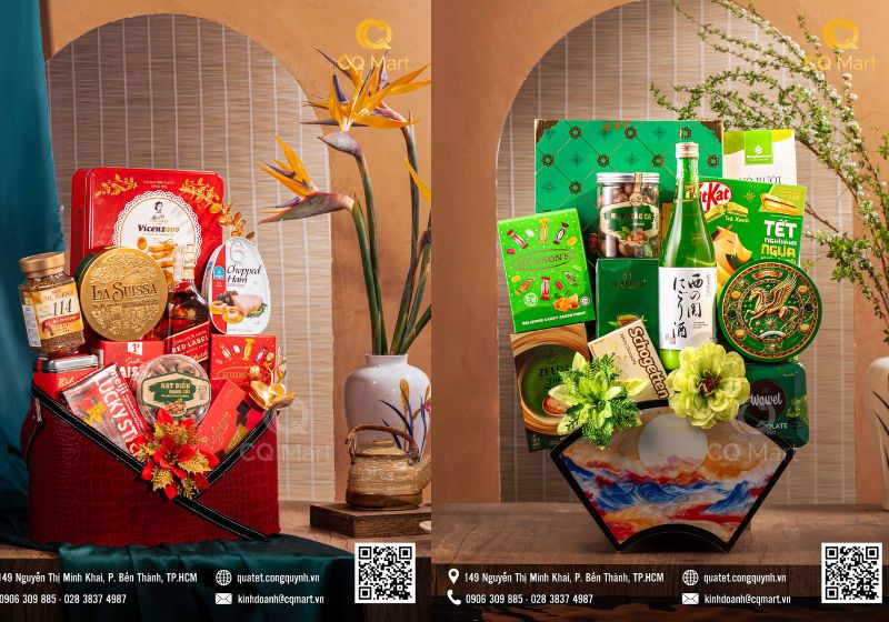 Giỏ quà Tết rượu vang nhập khẩu – Tặng sang, dùng thật