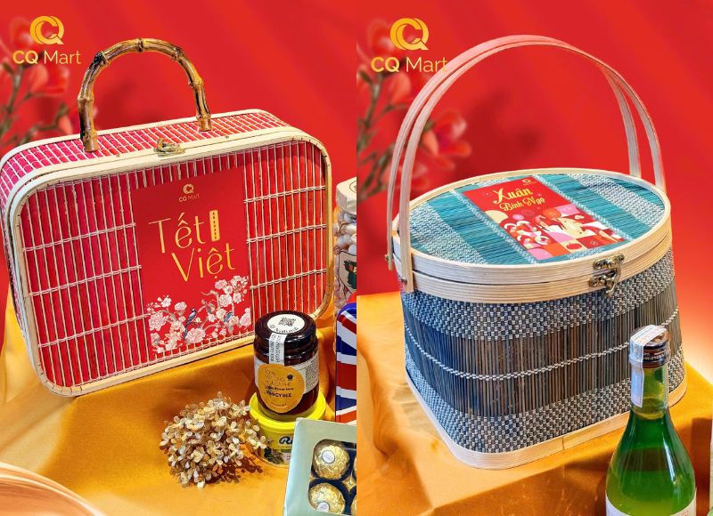 Hộp quà mây tre thủ công – Quà tết hồn Việt 2026